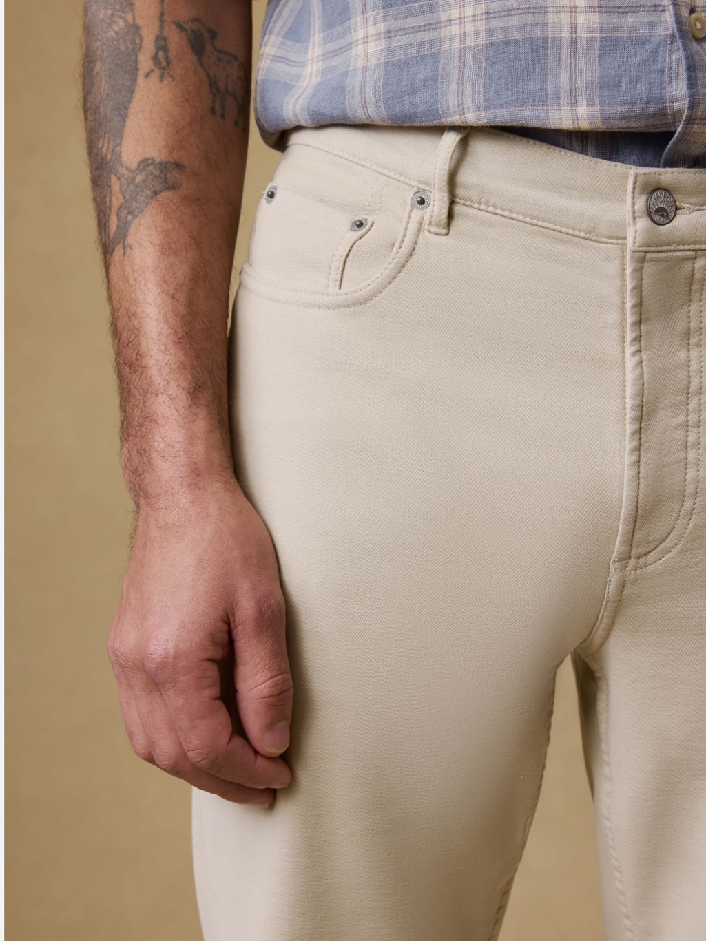 Men's Faherty Stretch Terry 5-Pocket Pant In Stone Size 36 X 34